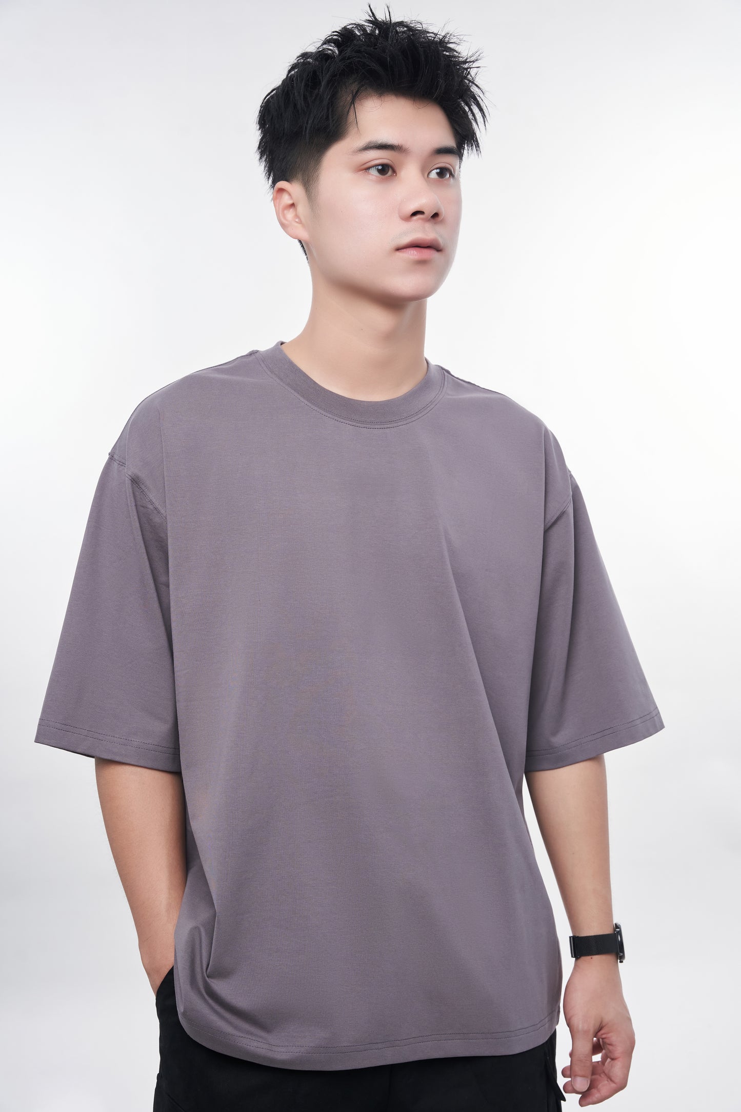 7allen Oversize Plain Premium 4-Way Stretch Fabric T-shirt