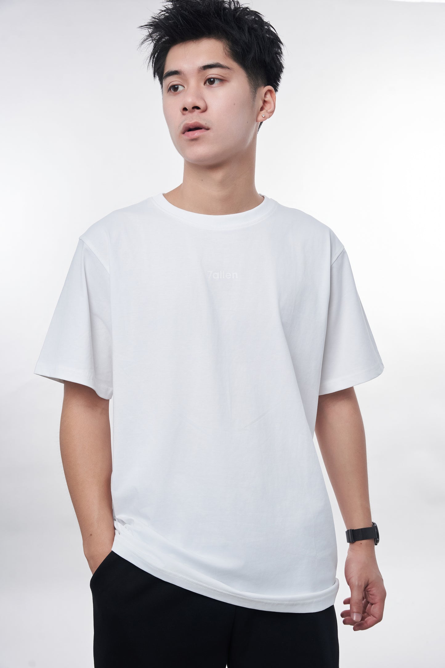 7allen Logo Printed Premium 4-Way Stretch Fabric T-shirt