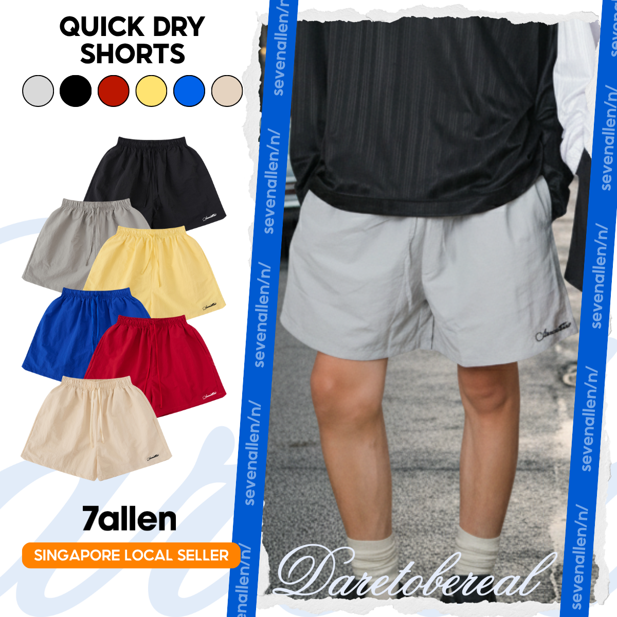 7allen Quick Dry Shorts 100% Nylon