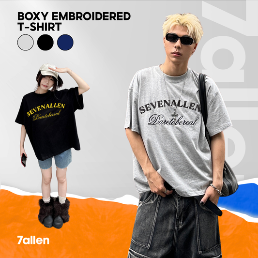 7allen Boxy T-Shirt 100% Cotton 250gsm, Embroidery Shirt