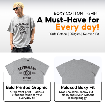 7allen Unisex Boxy T-Shirt 100% Cotton 250gsm, Graphic Tee