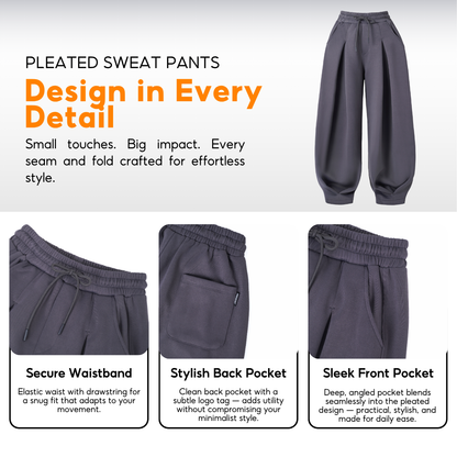 7allen Pleated Sweat Pants Core Fleece Cotton , Loose Pants, Casual Pants, Jogger Pants Men, Baggy Sweatpants