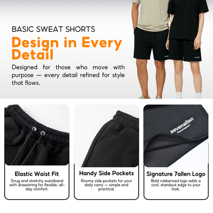 7allen Unisex Basic Sweat Shorts Core Fleece Cotton