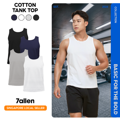 7allen Men's Stretch Cotton Tank Top | Casual Sleeveless Top for Men | Men's Singlet
