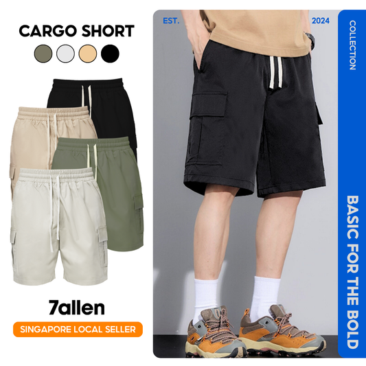 7allen Cargo Pocket Khaki Shorts