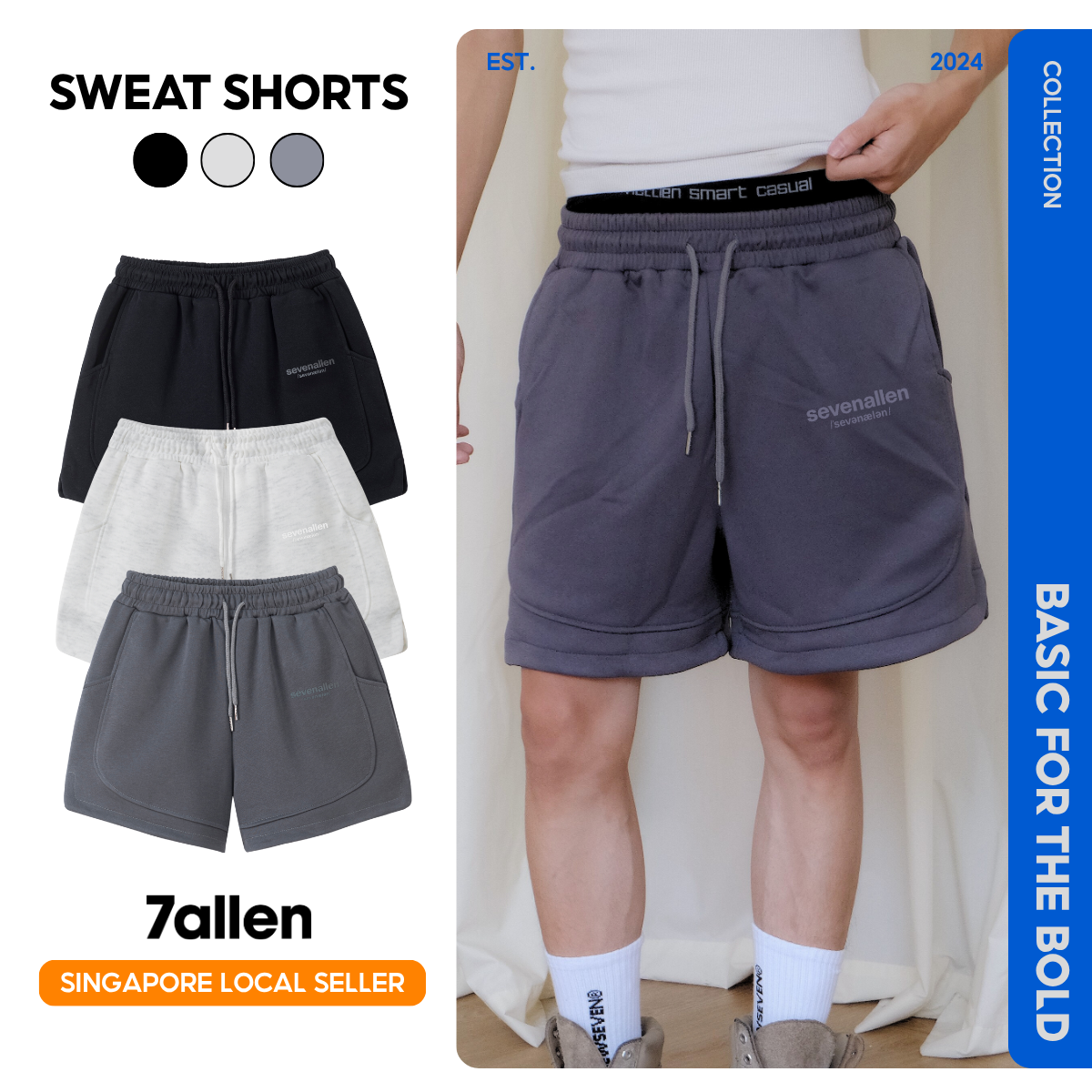 7allen Streamline Sweat Shorts Core Fleece Cotton