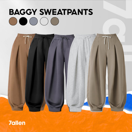 7allen Pleated Sweat Pants Core Fleece Cotton , Loose Pants, Casual Pants, Jogger Pants Men, Baggy Sweatpants