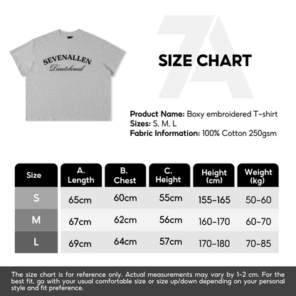 7allen Boxy T-Shirt 100% Cotton 250gsm, Embroidery Shirt