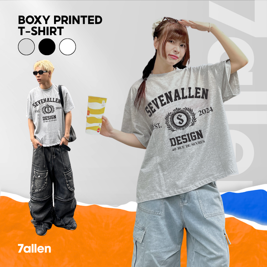7allen Unisex Boxy T-Shirt 100% Cotton 250gsm, Graphic Tee
