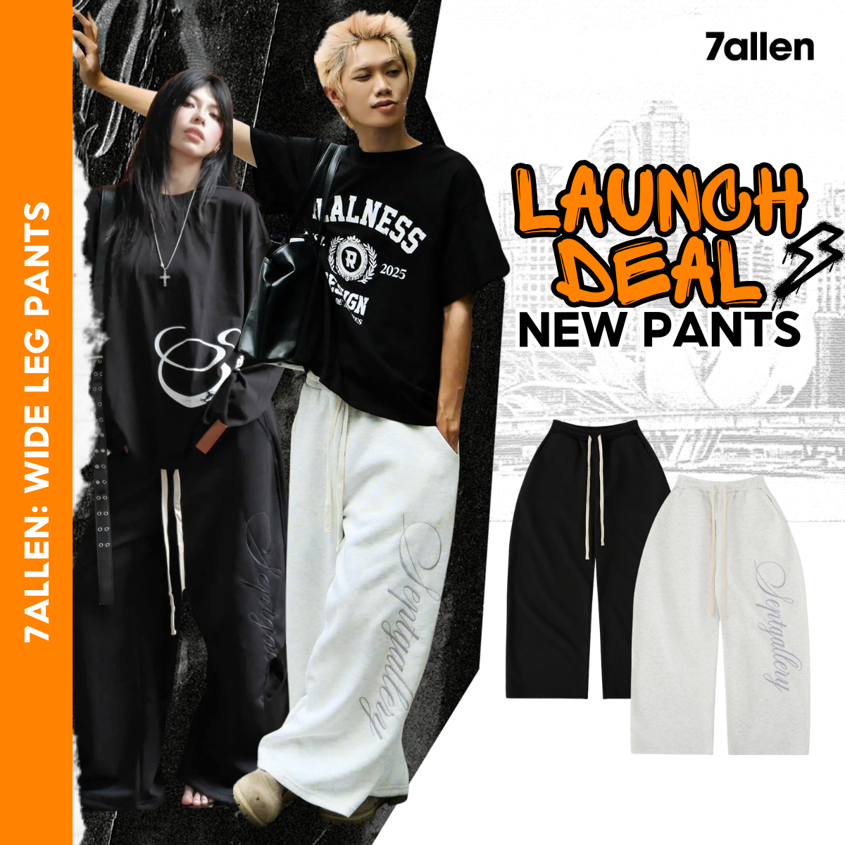 7allen Unisex Wide Leg Sweatpants With Embroidery