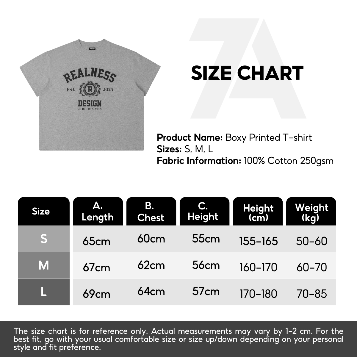 7allen Unisex Boxy T-Shirt 100% Cotton 250gsm, Graphic Tee