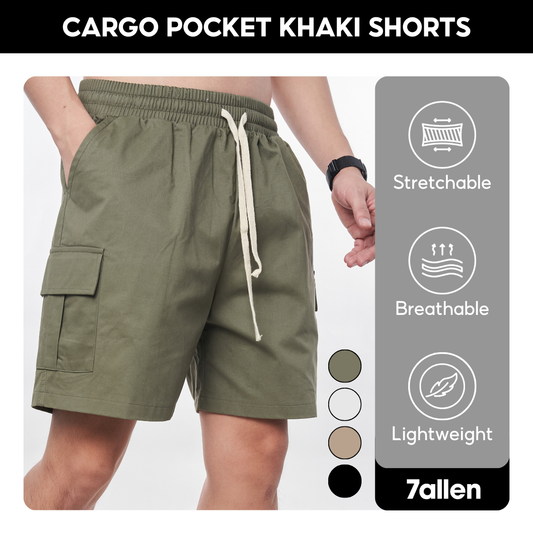 7allen Cargo Pocket Khaki Shorts